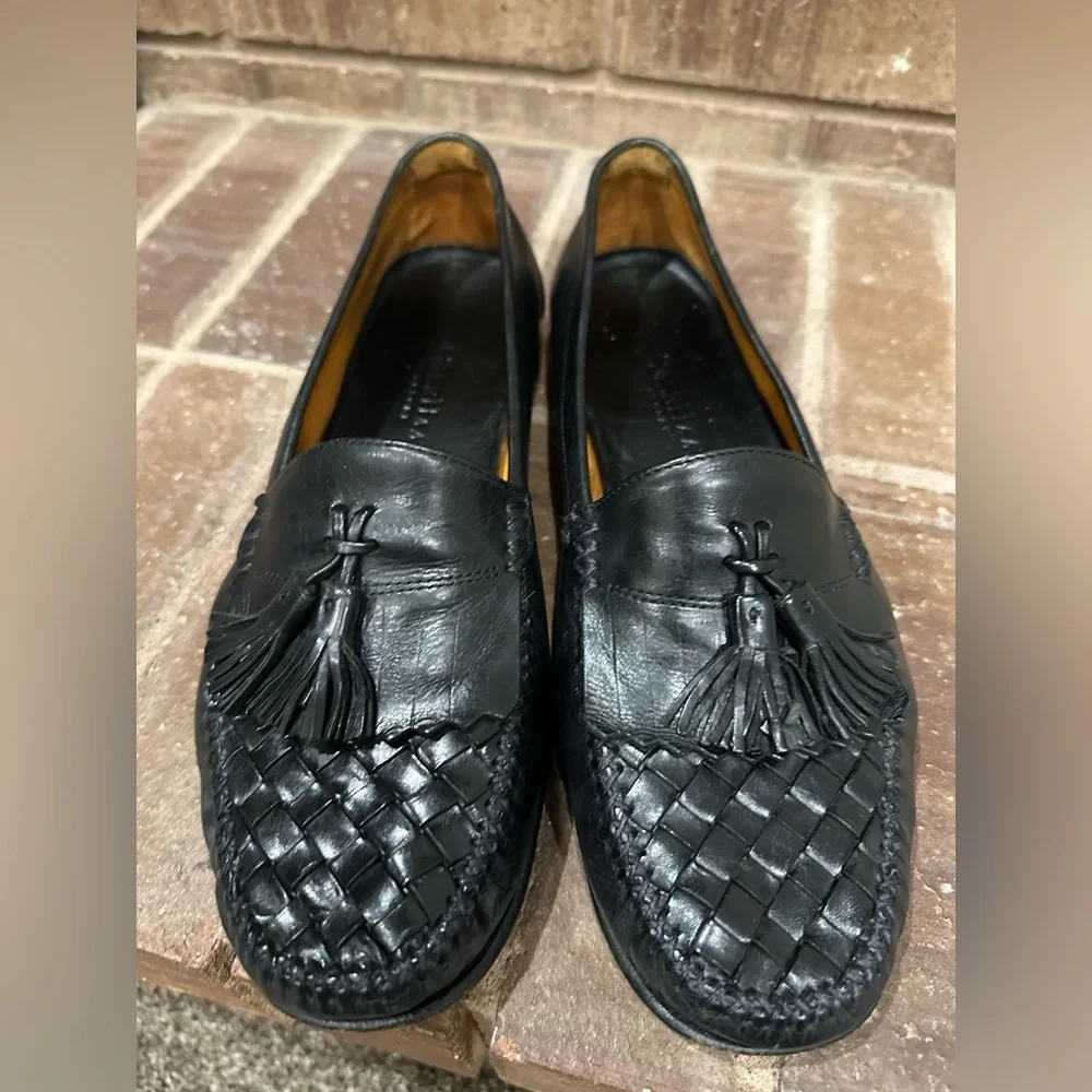 COLE HAAN Resort Black Woven Leather Tassel Loafers Men's Size 9